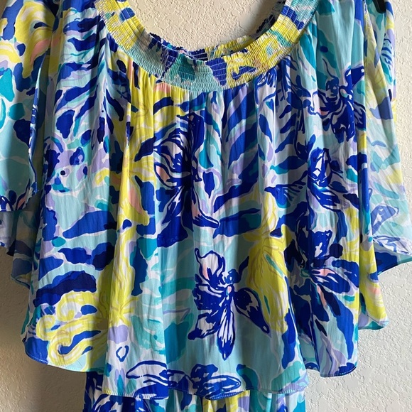 Lilly Pulitzer Arbelle Ylang Ylang Love Off Shoulder Floral Tropical Romper Sz S - Picture 5 of 12